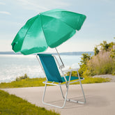 HAOYYE Folding Beach Chair with Umbrella for Adults, Lightweight Portable Camping Chair with Cup Holder and Carry Bag, 265lbs Capacity for Travel, Picnic, Patio, Poolside, Fishing, Concert, Outdoor Relaxation and Backyard Lounging, Mint Green